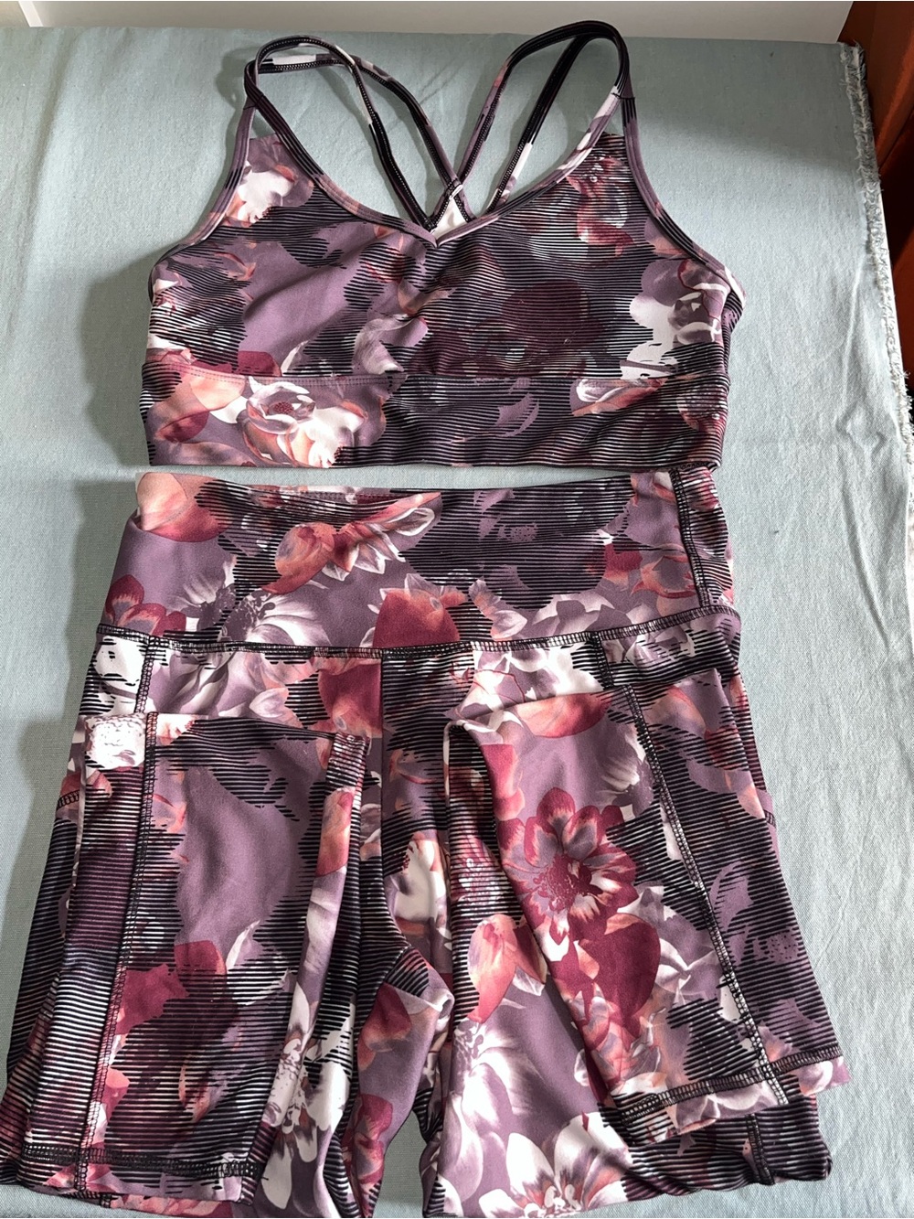 Marika sports bra and 5/8 legging floral set